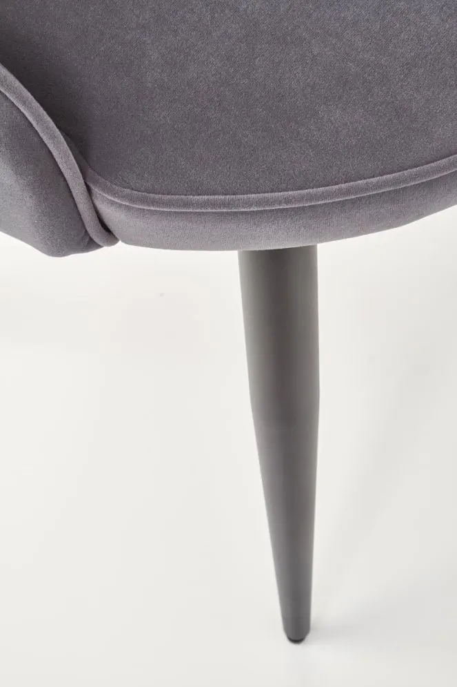 Krzesło K366 VELVET szare z przeszyciami tapicerowane aksamitem | MIRAT. styl GLAMOUR