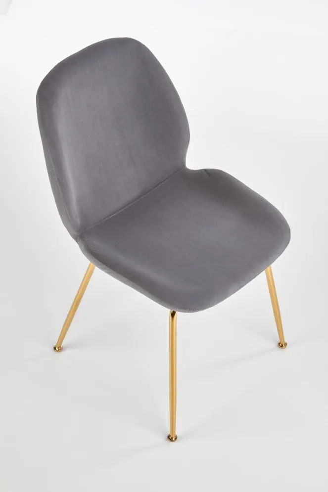 Krzesło K381 VELVET szare/złote tapicerowane aksamitem | MIRAT. styl GLAMOUR