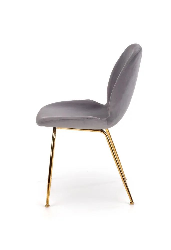 Krzesło K381 VELVET szare/złote tapicerowane aksamitem | MIRAT. styl GLAMOUR