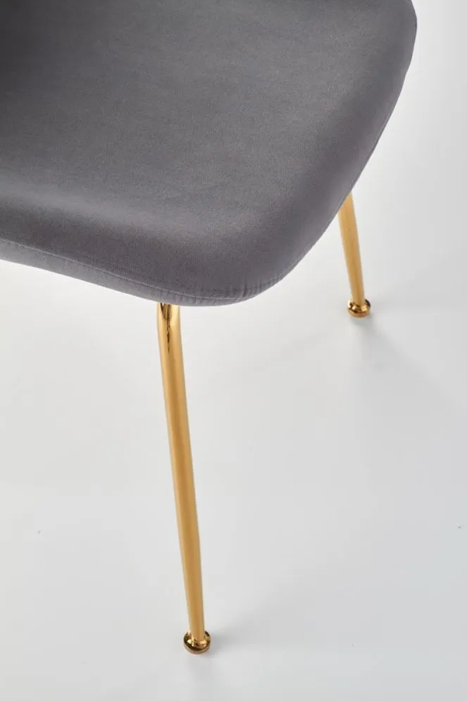 Krzesło K381 VELVET szare/złote tapicerowane aksamitem | MIRAT. styl GLAMOUR