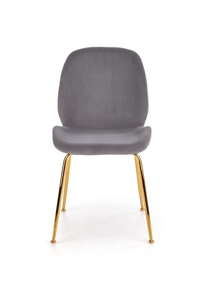 Krzesło K381 VELVET szare/złote tapicerowane aksamitem | MIRAT. styl GLAMOUR