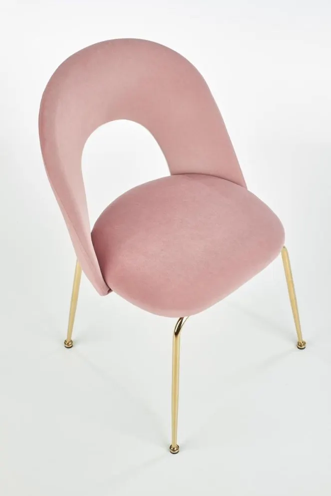 Krzesło K385 VELVET jasno różowe na złotych nogach | MIRAT. w stylu GLAMOUR kolekcja