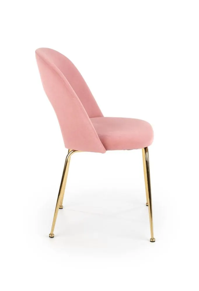 Krzesło K385 VELVET jasno różowe na złotych nogach | MIRAT. w stylu GLAMOUR kolekcja