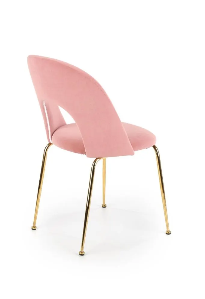 Krzesło K385 VELVET jasno różowe na złotych nogach | MIRAT. w stylu GLAMOUR kolekcja