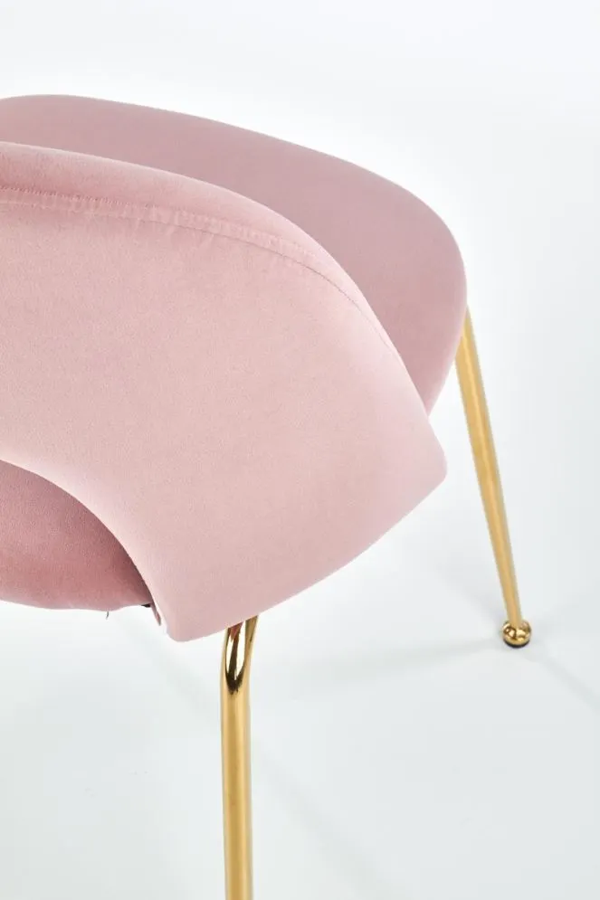 Krzesło K385 VELVET jasno różowe na złotych nogach | MIRAT. w stylu GLAMOUR kolekcja