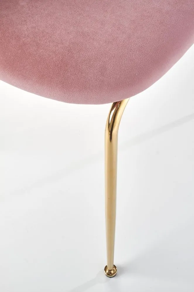 Krzesło K385 VELVET jasno różowe na złotych nogach | MIRAT. w stylu GLAMOUR kolekcja