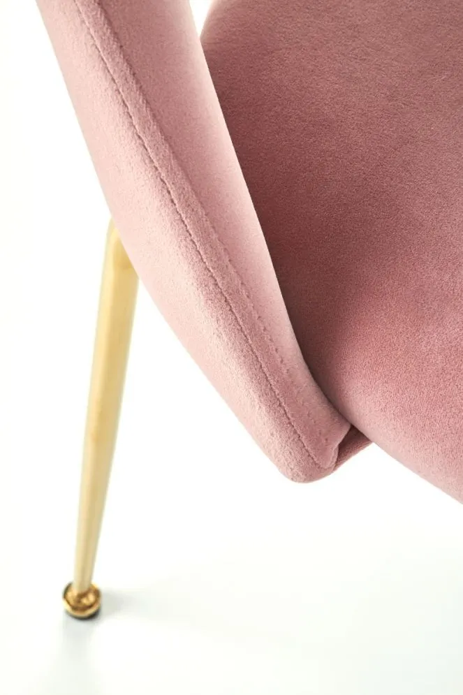 Krzesło K385 VELVET jasno różowe na złotych nogach | MIRAT. w stylu GLAMOUR kolekcja