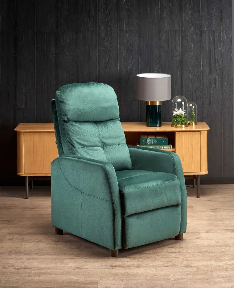 Fotel FELIPE 2 VELVET ciemnozielony rozkładany do salonu | MIRAT. styl LOFT