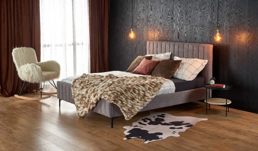 Łóżko FRANCESCA 160x200 jasnoszare dwuosobowe | MIRAT. styl LOFT