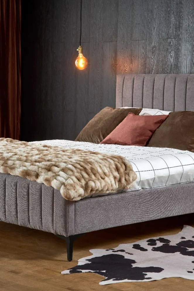 Łóżko FRANCESCA 160x200 jasnoszare dwuosobowe | MIRAT. styl LOFT