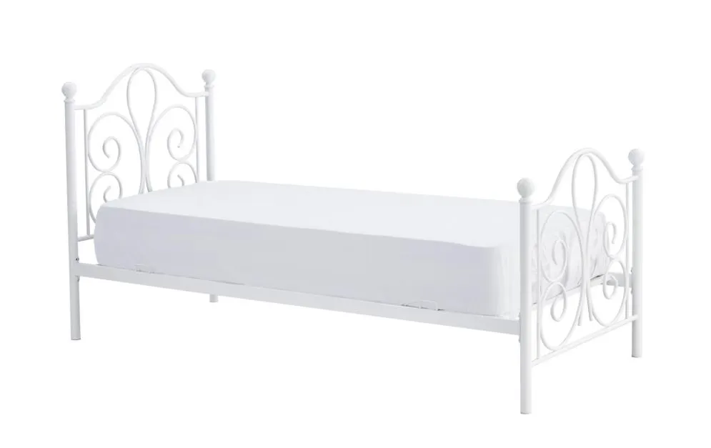 Łóżko metalowe PANAMA 90x200 białe zdobione | MIRAT. styl LOFT