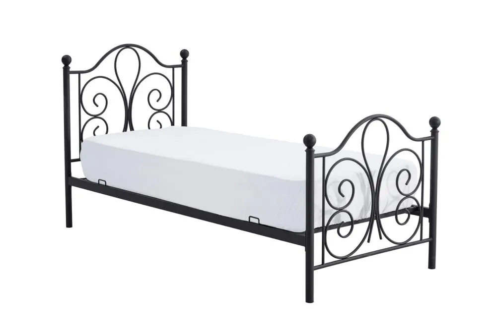 Łóżko metalowe PANAMA 90x200 czarne młodzieżowe | MIRAT. styl LOFT