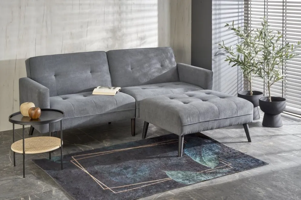 Sofa rozkładana CORNELIUS szara z podnóżkiem I sklep meblowy MIRAT.
