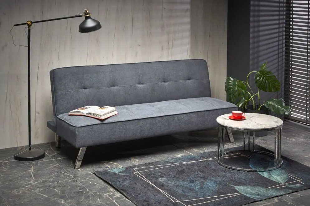 Sofa rozkładana CARLITO szara na chromowanych nogach I sklep meblowy MIRAT.