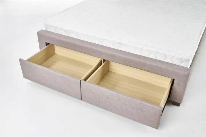 Łóżko EVORA 160x200 beżowe pikowane z szufladami | MIRAT. styl GLAMOUR