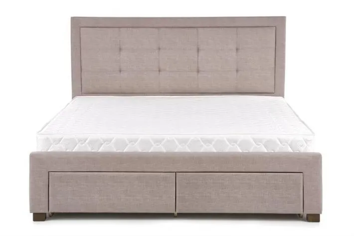 Łóżko EVORA 160x200 beżowe pikowane z szufladami | MIRAT. styl GLAMOUR