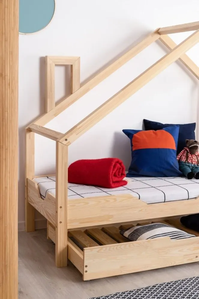 Łóżko dziecięce LUNA B 70x140 sosna domek | MIRAT. w stylu kolekcja LUNA
