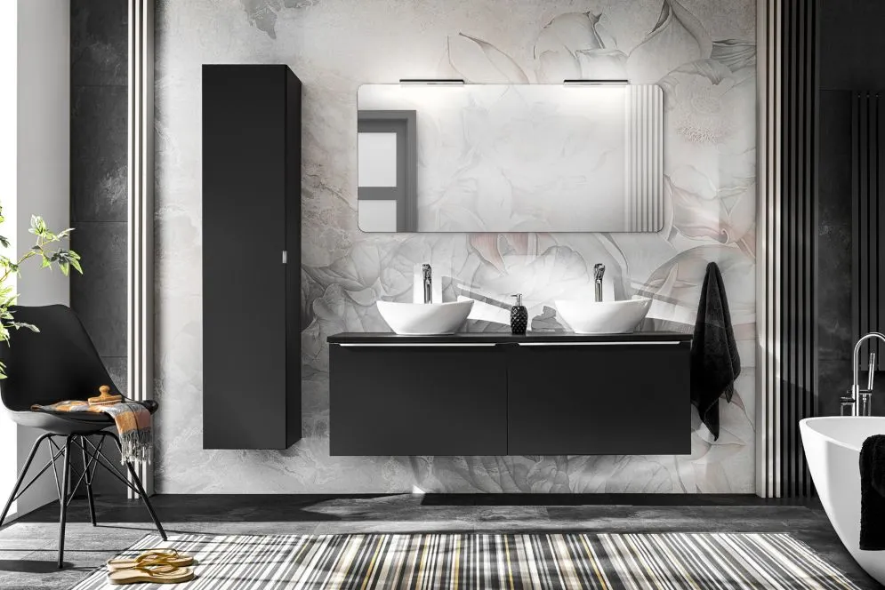 Szafka pod umywalkę nablatową SANTA FE BLACK 80 cm czarny mat nowoczesna I sklep meblowy MIRAT. styl LOFT kolekcja SANTA FE BLACK