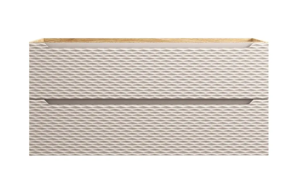 Szafka pod umywalkę OCEAN BEIGE 82-120-2S 120cm dąb olejowany/beżowa dwuszufladowa I sklep meblowy MIRAT. styl GLAMOUR kolekcja OCEAN