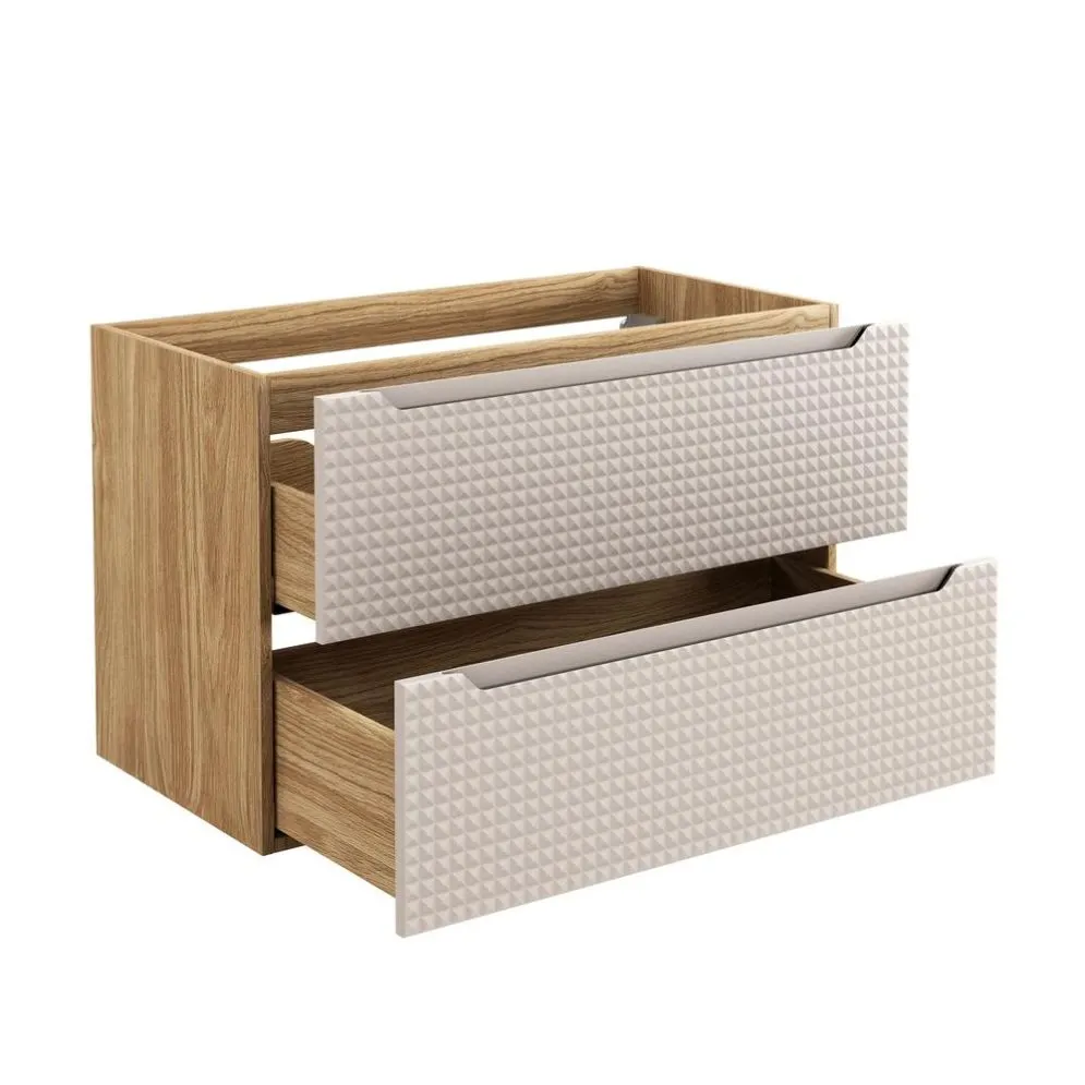 Szafka pod umywalkę LUXOR BEIGE 82-90-2S 90cm dąb olejowany/beżowa z szufladami I sklep meblowy MIRAT. styl GLAMOUR kolekcja LUXOR