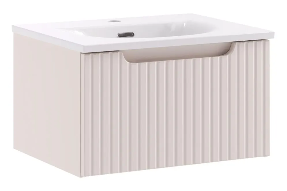 Szafka pod umywalkę NOVA CASHMERE 1S 50cm kaszmirowa z szufladą I sklep meblowy MIRAT. styl RYFLOWANY kolekcja NOVA