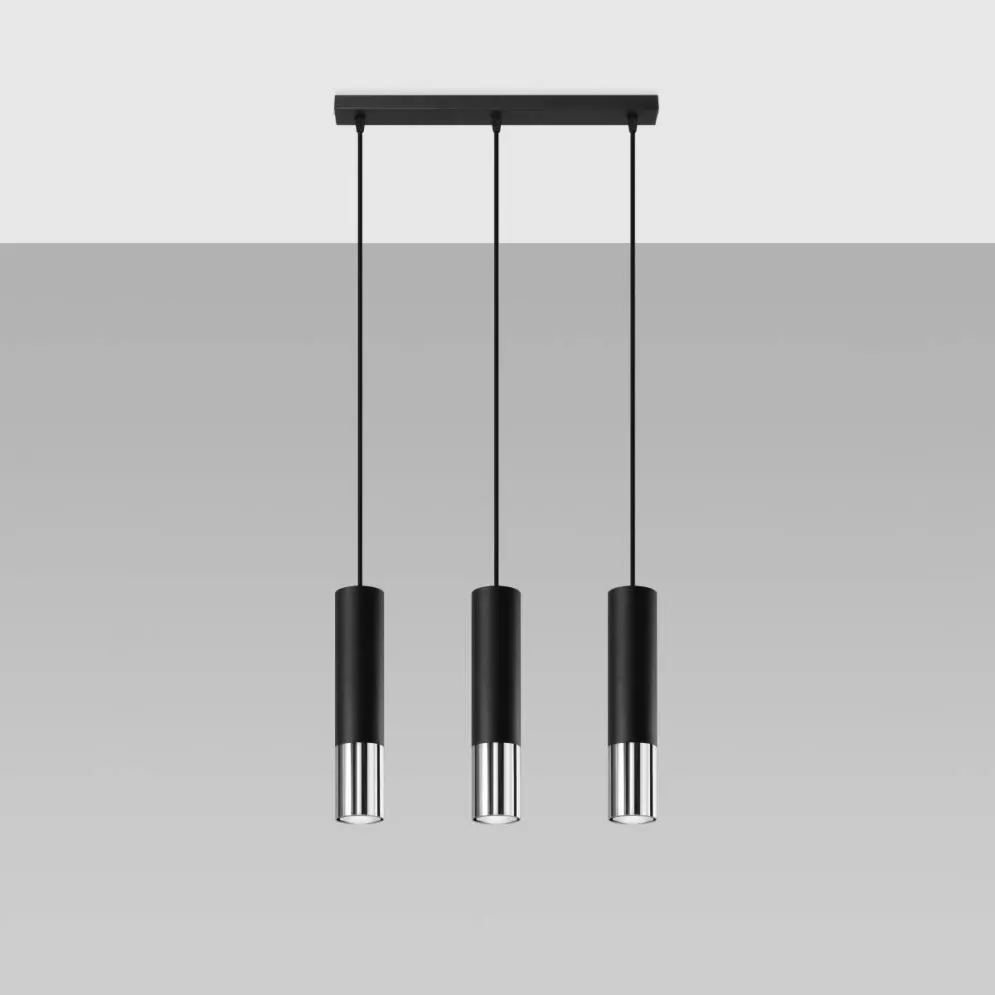Lampa wisząca LOOPEZ 3L czarny/chrom | sklep MIRAT  kolekcja loopez