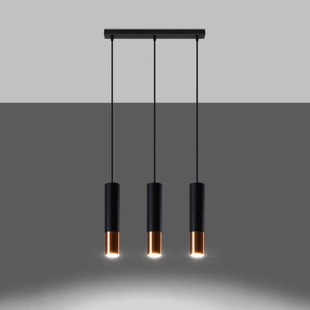 Lampa wisząca LOOPEZ 3L czarny/miedź | sklep MIRAT kolekcja loopez