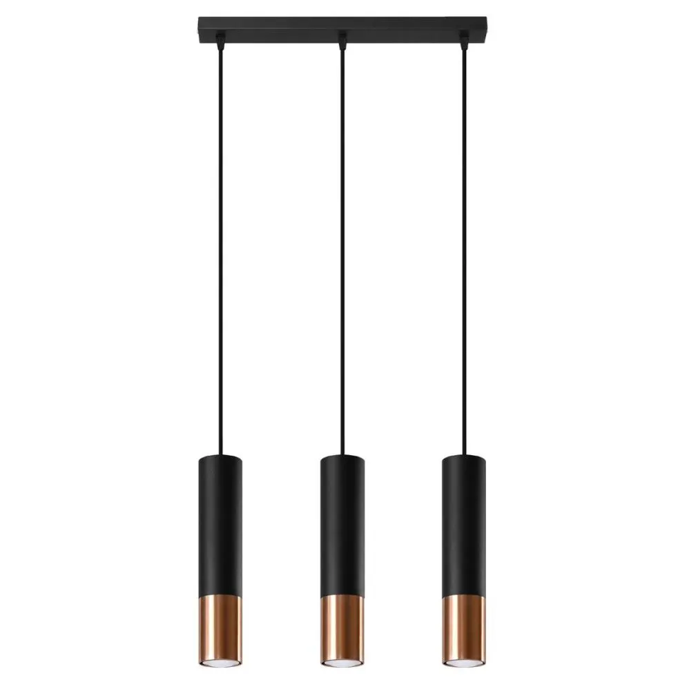 Lampa wisząca LOOPEZ 3L czarny/miedź | sklep MIRAT kolekcja loopez
