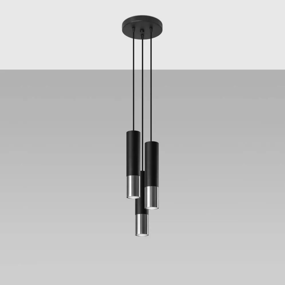 Lampa wisząca LOOPEZ 3P czarny/chrom | sklep MIRAT  kolekcja loopez