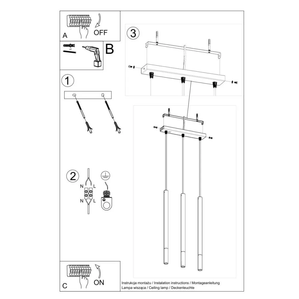 Lampa wisząca MOZAICA 3L czarny/chrom | sklep MIRAT  kolekcja mozaica