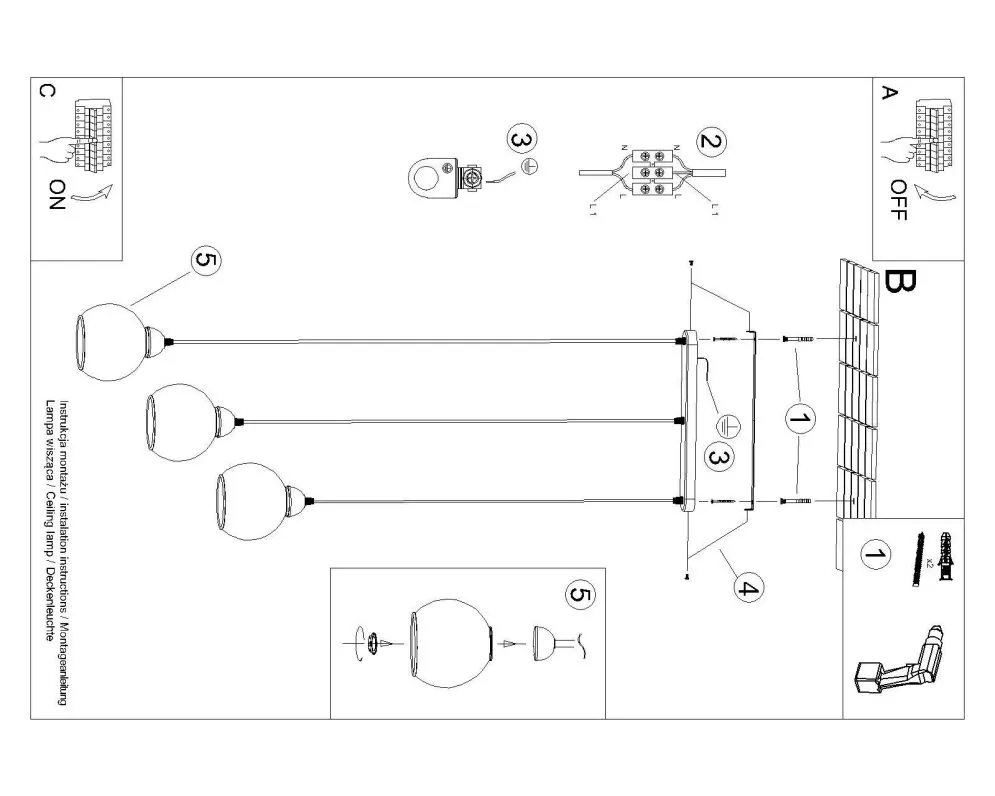 Lampa wisząca ALINO 3 czarna | sklep MIRAT  kolekcja alino
