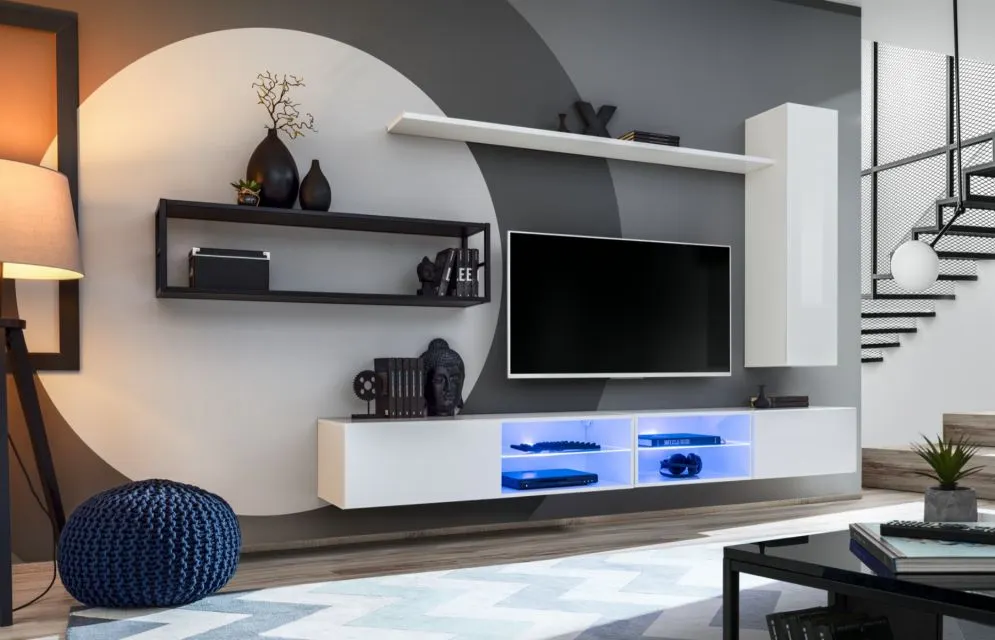 Meblościanka SWITCH MET IV biały połysk wisząca | MIRAT. kolekcja SWITCH MET