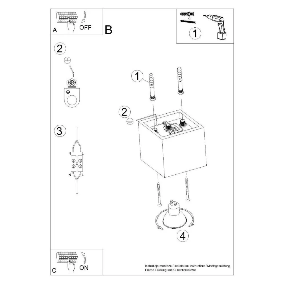 Plafon QUAD 1 szary | sklep MIRAT  kolekcja quad