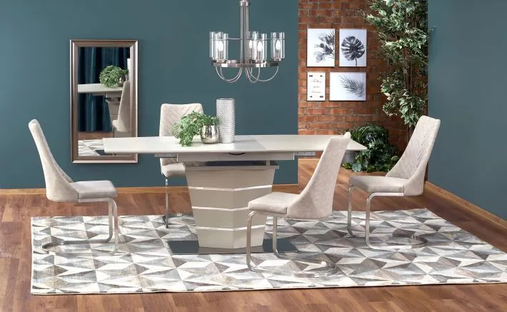Beżowy stół SORENTO 140-180 rozkładany | MIRAT. w stylu GLAMOUR kolekcja