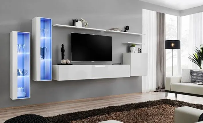 Meblościanka SWITCH XI z przeszklonymi witrynami z podświetleniem | MIRAT. w stylu  kolekcja SWITCH