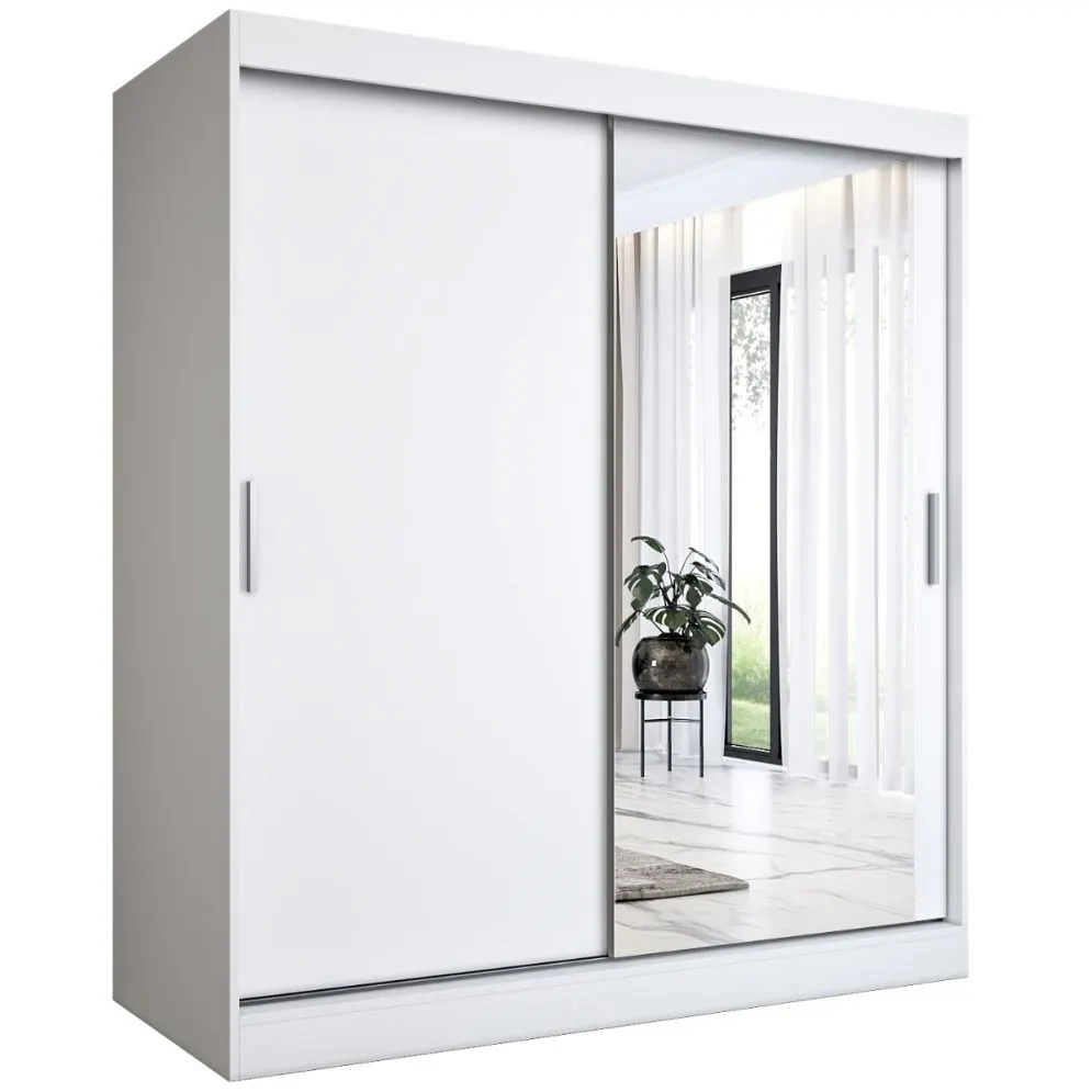 Szafa przesuwna MODUO COMFORT 180 biała mat gładka z lustrem | MIRAT.  kolekcja MODUO COMFORT