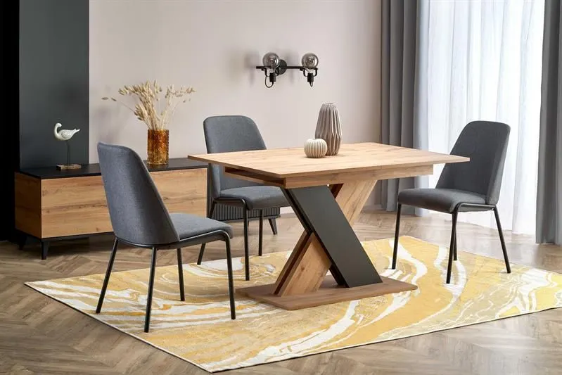 Stół rozkładany XARELTO 130(175)x85 dąb/czarny do jadalni i salonu | MIRAT. w stylu  kolekcja