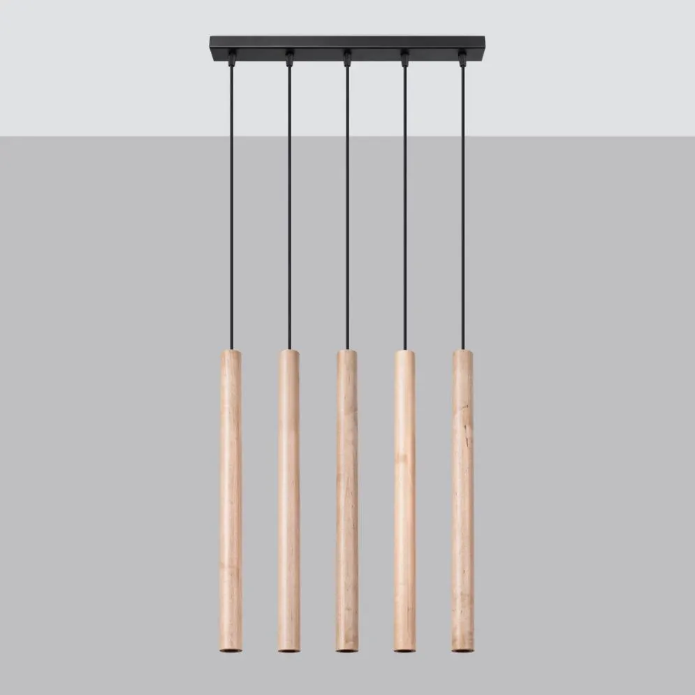 Lampa wisząca PASTELO 5L drewno | sklep MIRAT  kolekcja pastelo