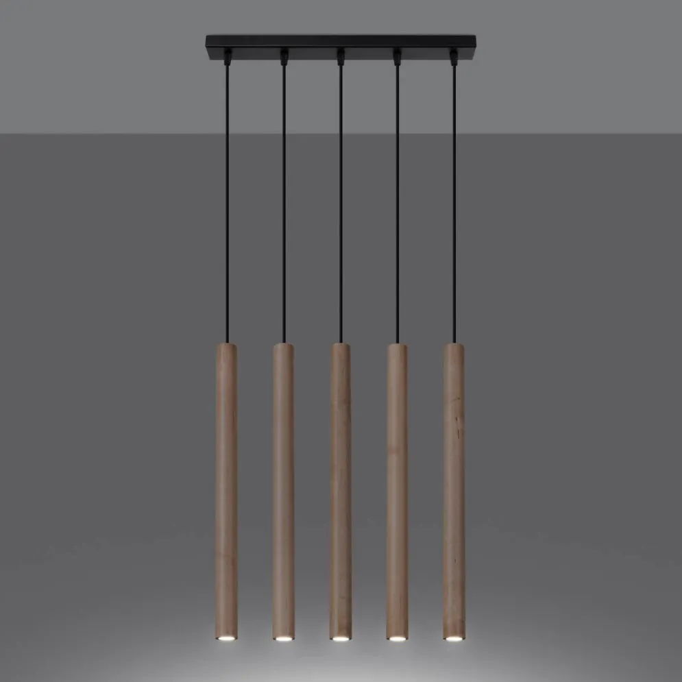 Lampa wisząca PASTELO 5L drewno | sklep MIRAT  kolekcja pastelo