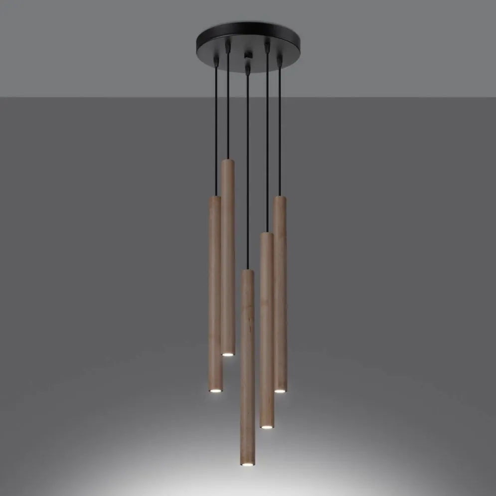Lampa wisząca PASTELO 5P drewno | sklep MIRAT kolekcja pastelo
