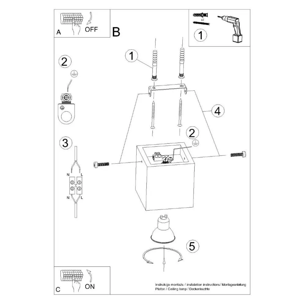 Plafon QUAD beton | sklep MIRAT kolekcja quad