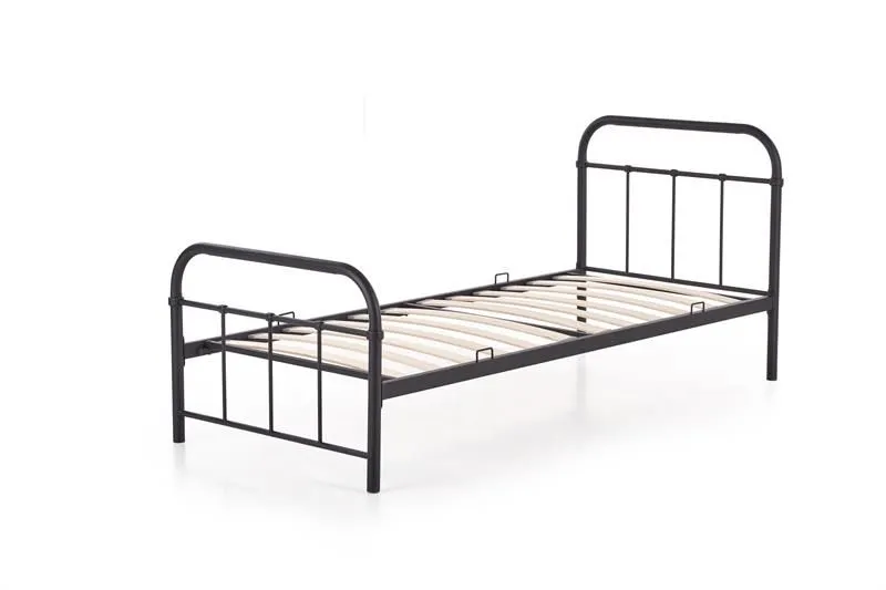 Łóżko LINDA 90x200 czarne metalowe jednoosobowe | MIRAT. styl LOFT