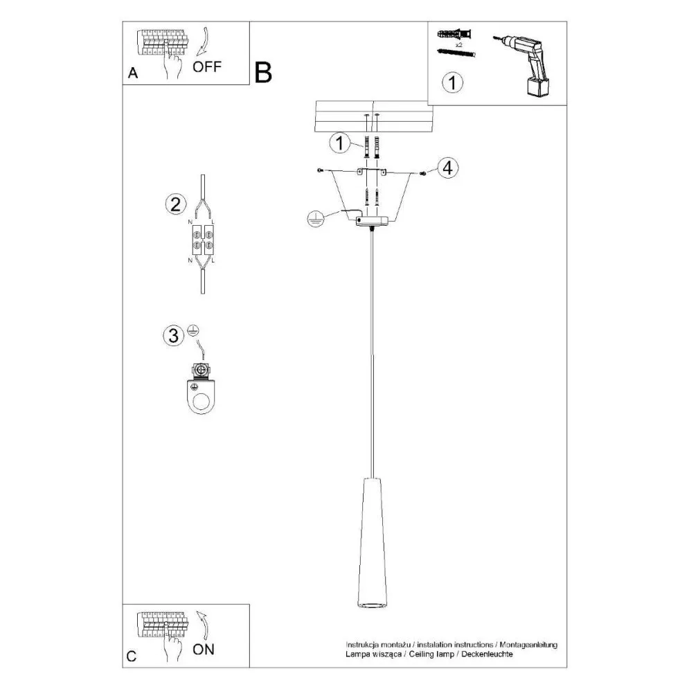 Lampa wisząca ELECTRA czarna beton | sklep MIRAT kolekcja electra