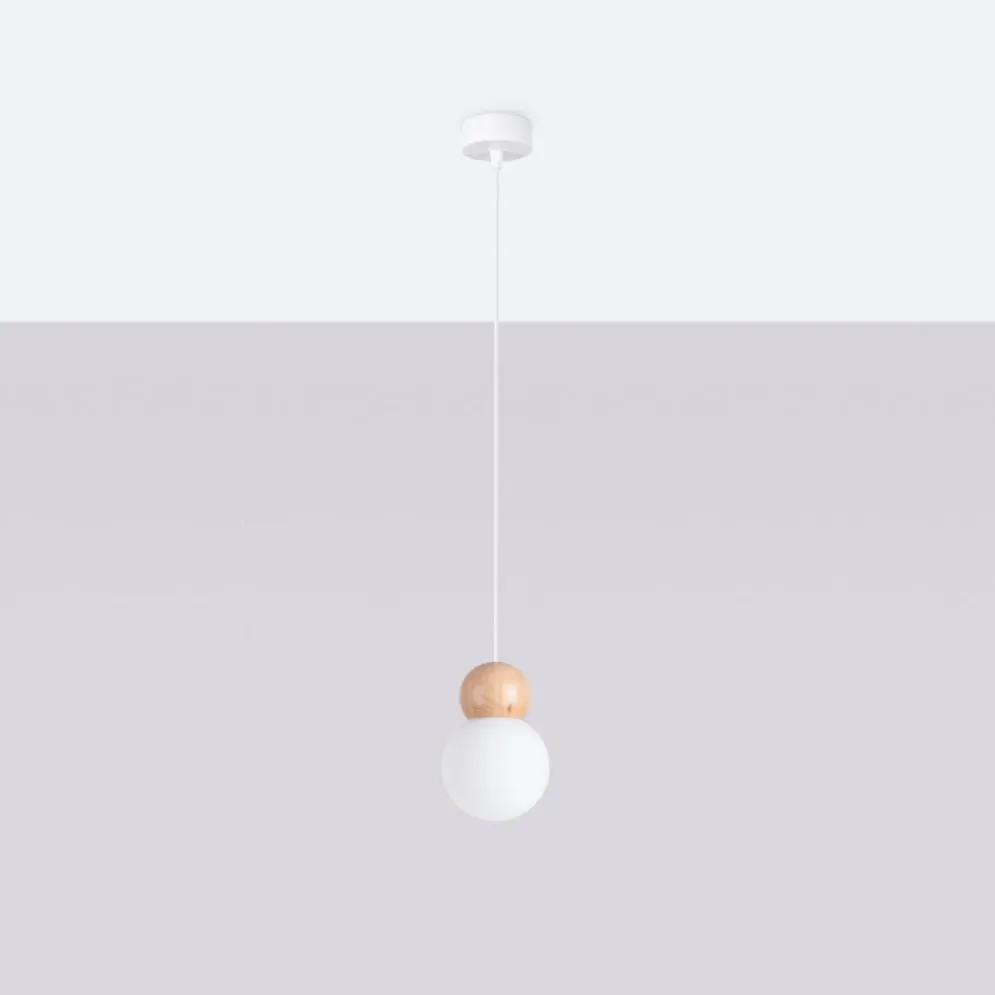 Lampa wisząca PEKKA 1 biała/naturalne drewno | sklep MIRAT kolekcja pekka