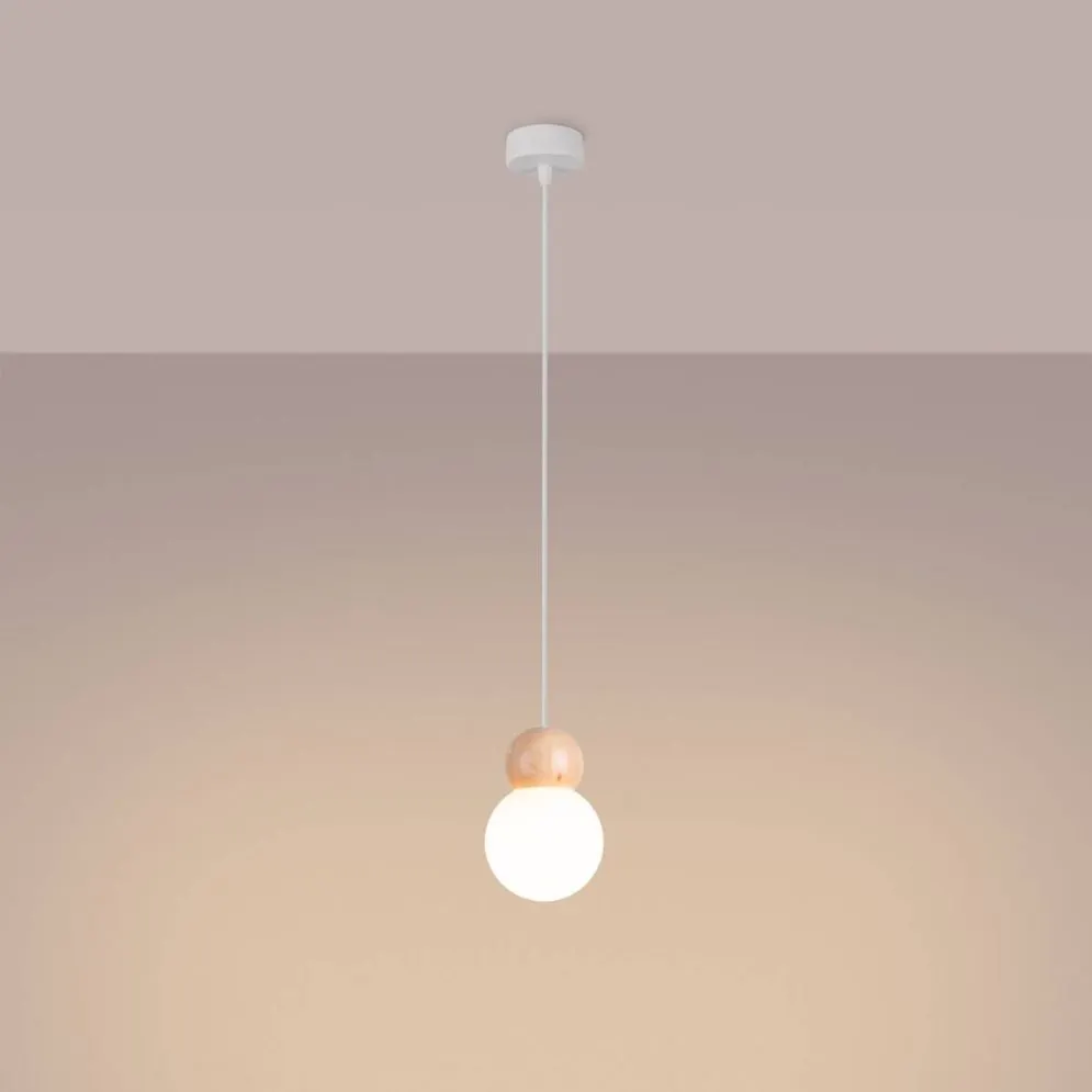 Lampa wisząca PEKKA 1 biała/naturalne drewno | sklep MIRAT kolekcja pekka