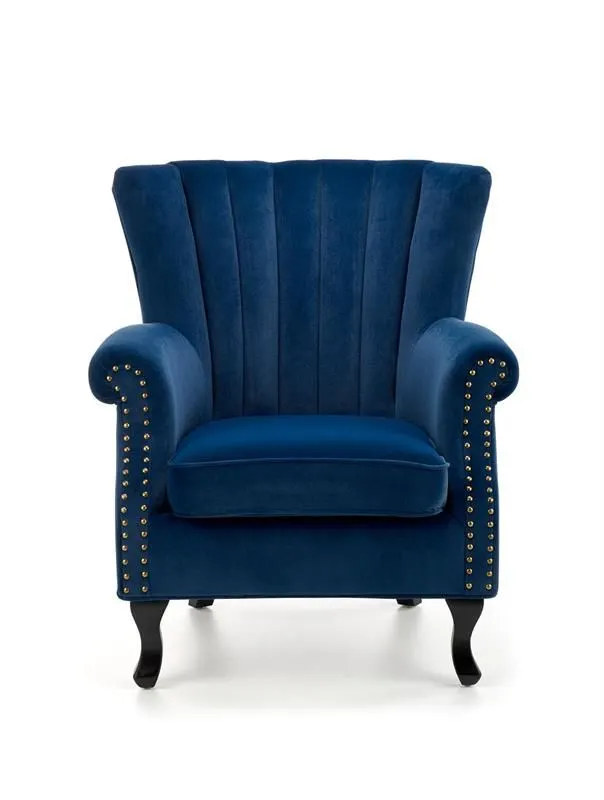 Fotel do salonu TITAN VELVET granatowy w stylu ludwikowskim | MIRAT.