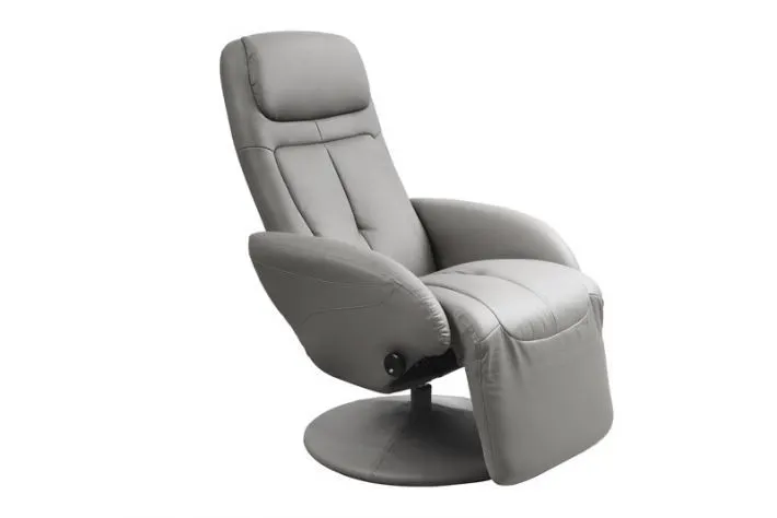 Nowoczesny popielaty fotel tapicerowany eco skórą rozkładany z funkcją relax do salonu Optima Halmar
