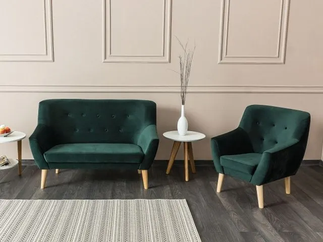 Fotel NORDIC 1 VELVET zielony wypoczynkowy z przeszyciami | MIRAT. w stylu GLAMOUR, SKANDYNAWSKI kolekcja NORDIC