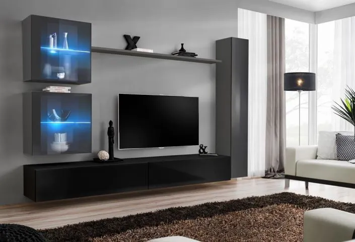 czarna grafit meblościanka z podświetleniem SWITCH XVIII