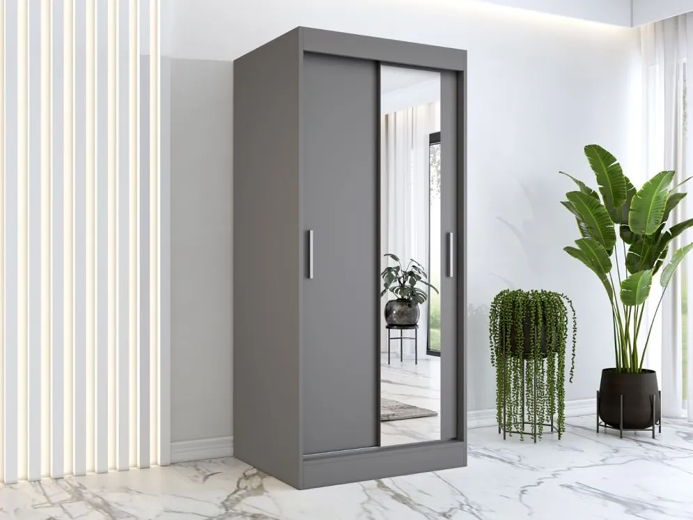Szafa przesuwna MODUO COMFORT 90 antracyt z lustrem | MIRAT. w stylu kolekcja MODUO COMFORT